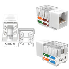 White Cat6 Keystone Jack 45 Degree Angled Network RJ45 110 Punch down Lan Lot