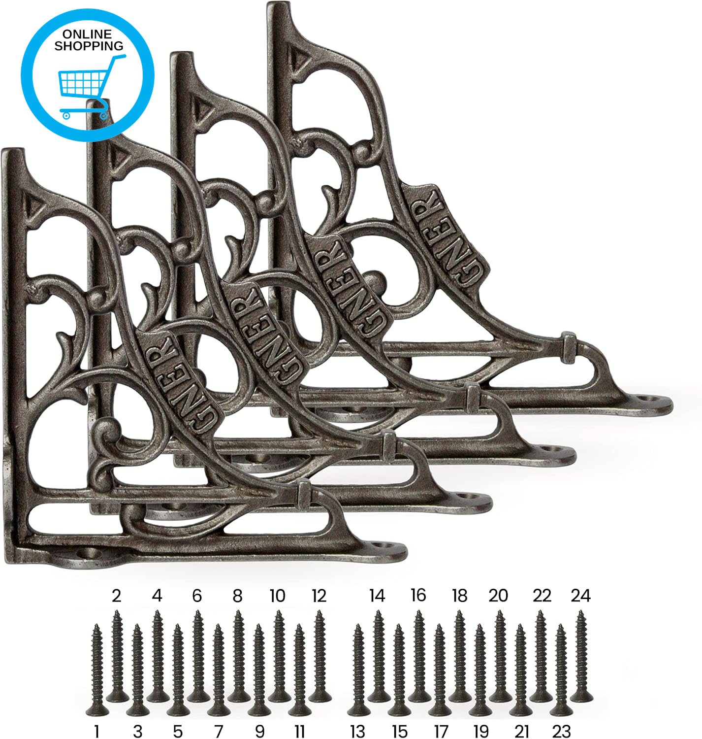 4Pcs Scaffold Board Shelf Brackets - 6X6 Inch Cast Iron Heavy Duty Wall Bracket