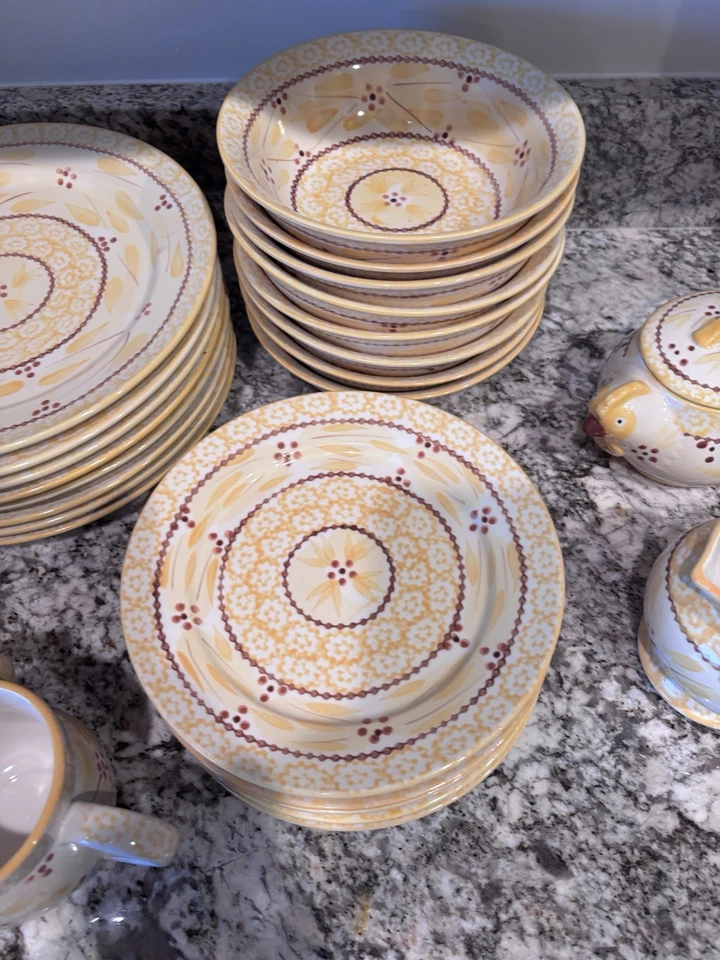 Juego de vajilla amarilla vintage Temp-tations Old World Foto 3 de 4