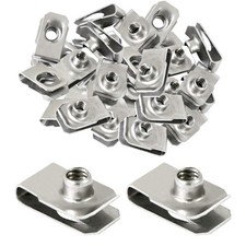40 Packs 1/4" - 20 Stainless Steel Regular Extruded U Nuts, U Style Clip-on N...