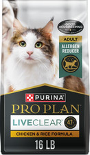 Purina Pro Plan LiveClear Probiotic Chicken Rice Formula Dry Cat Food, 16-lb