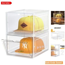 Elegant Stackable Hat Display Box with Magnetic Door - Perfect for Collectors