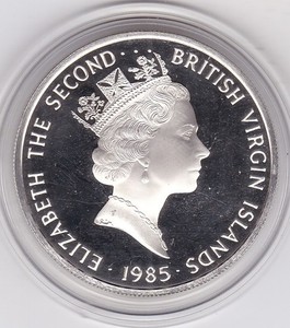 1985   BVI  Large  20  Dollar   Sterling  Silver  Proof  Coin   'Bottle'