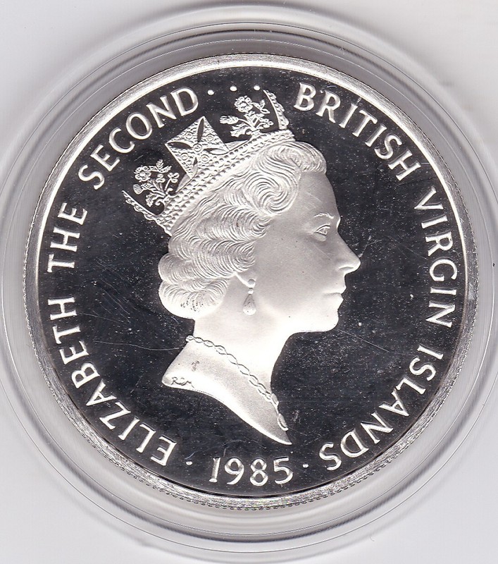 1985   BVI  Large  20  Dollar   Sterling  Silver  Proof  Coin   'Bottle'