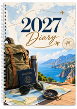 2027 Travel Theme Week to View Diary | Choose Your Cover | Wire Bound A4