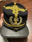 American Civil War Kepi cap Hat W/ Army US Pin L Vintage Wool Embroider Officer