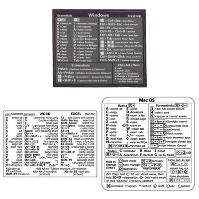 Quick Tips PC Reference Keyboard Shortcut Sticker for PC Laptop Desktop Adhesive