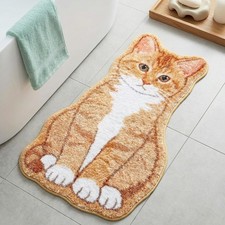 20x31.5 Inch Cute Cat Bath Mat Rug Non Slip Absorbent Plush Washable Floor