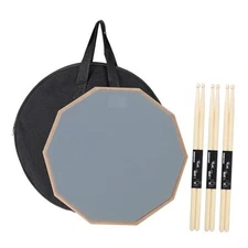  Practice Drum Pad Set, 12 Inch Double Sided Silent Snare Drum Pad Kit Gray