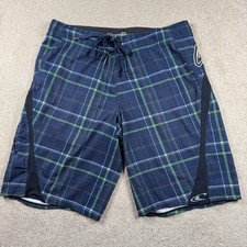 O'Neill Superfreak Mens Board Shorts Navy Blue Plaid Swim Trunks Size 34