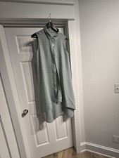 Womens  100% Linen High Low Dress/ Button Top...