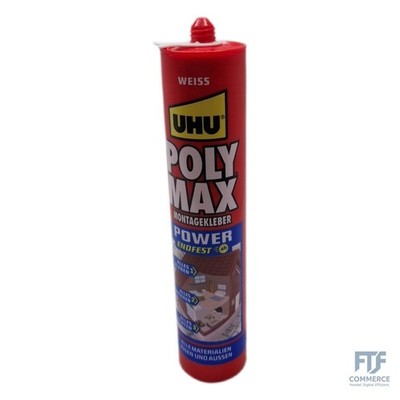 UHU POLY MAX POWER Montagekleber weiß, Kartusche 425g- Aufsatzdüse fehlt