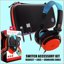 Image of Stealth Nintendo Switch Premium Travel Kit Headset Case & Charger Lead Cable NEW
