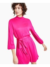 BAR III DRESSES Pink Mock Womens Tie Waist Balloon Sleeve Shift Dress Size XL