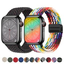 Magnetic Nylon Braided Strap For Apple Watch Ultra 49mm Series 9 8 7 6 5 SE 4 3