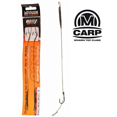 2 x MIVARDI BOILIE RIG EASY WITH LOOP 19cm 25lb mit Teflon Haken (2,75Euro/St.)