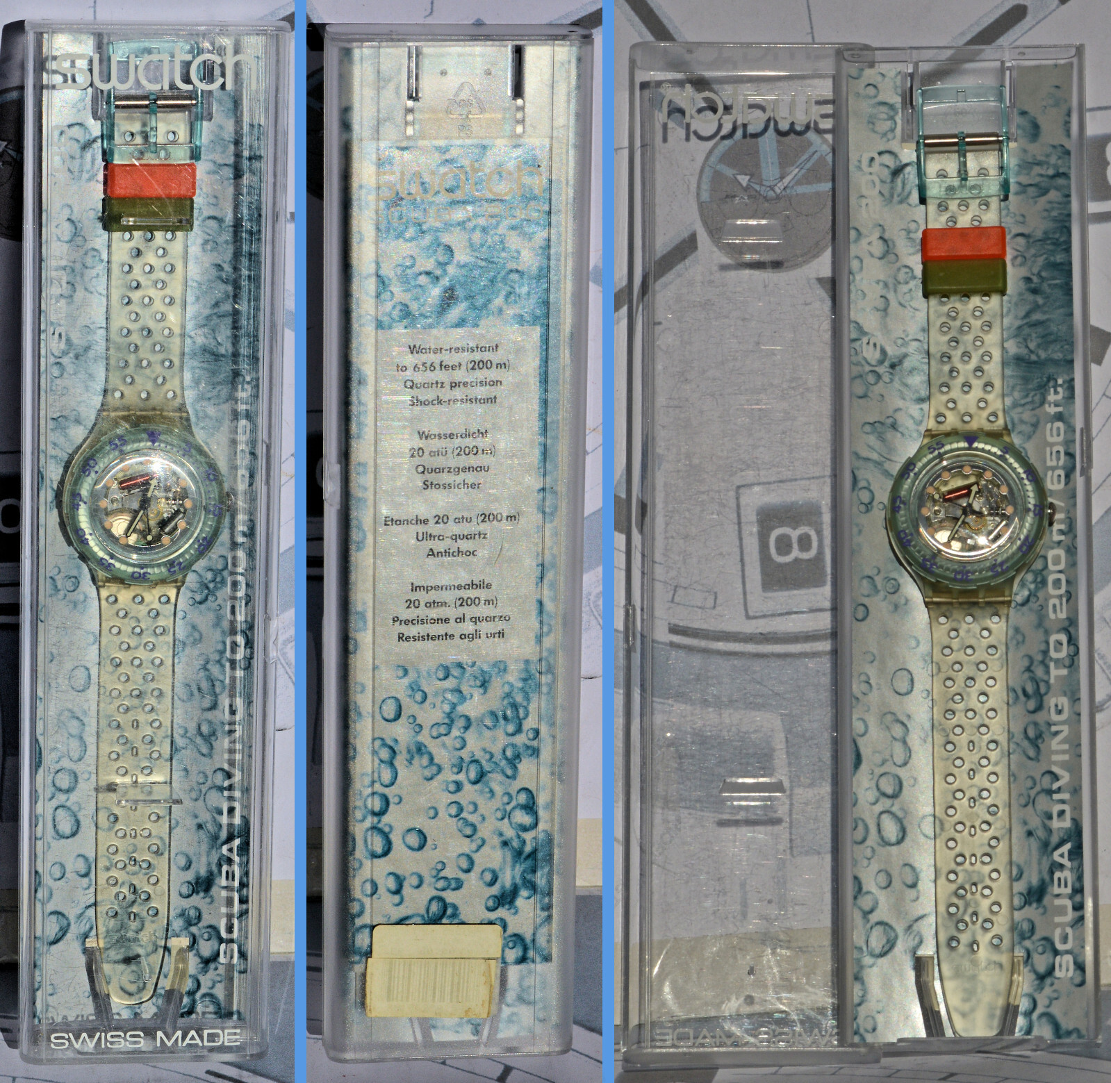 Swatch Scuba 200 Jelly Bubbles SDK104 Vintage 1991 New With Box
