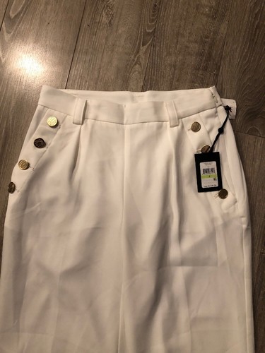DKNY HUDSON BLUES White Wide-Leg Pants 6 - Picture 3 of 3