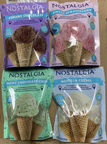 Nostalgia Ice Cream Mix 4 Flavors 8oz Packets See Description