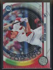 Dylan Carlson 2020 Bowman Chrome Scouts Top 100 Red Refractor 3/5 CARDINALS