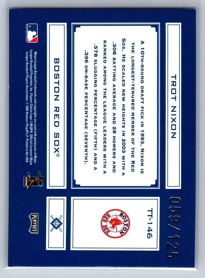 2004 Playoff Absolute #TT-146 Trot Nixon Tools of Trade Blue Spectrum /125 - Image 2 of 2