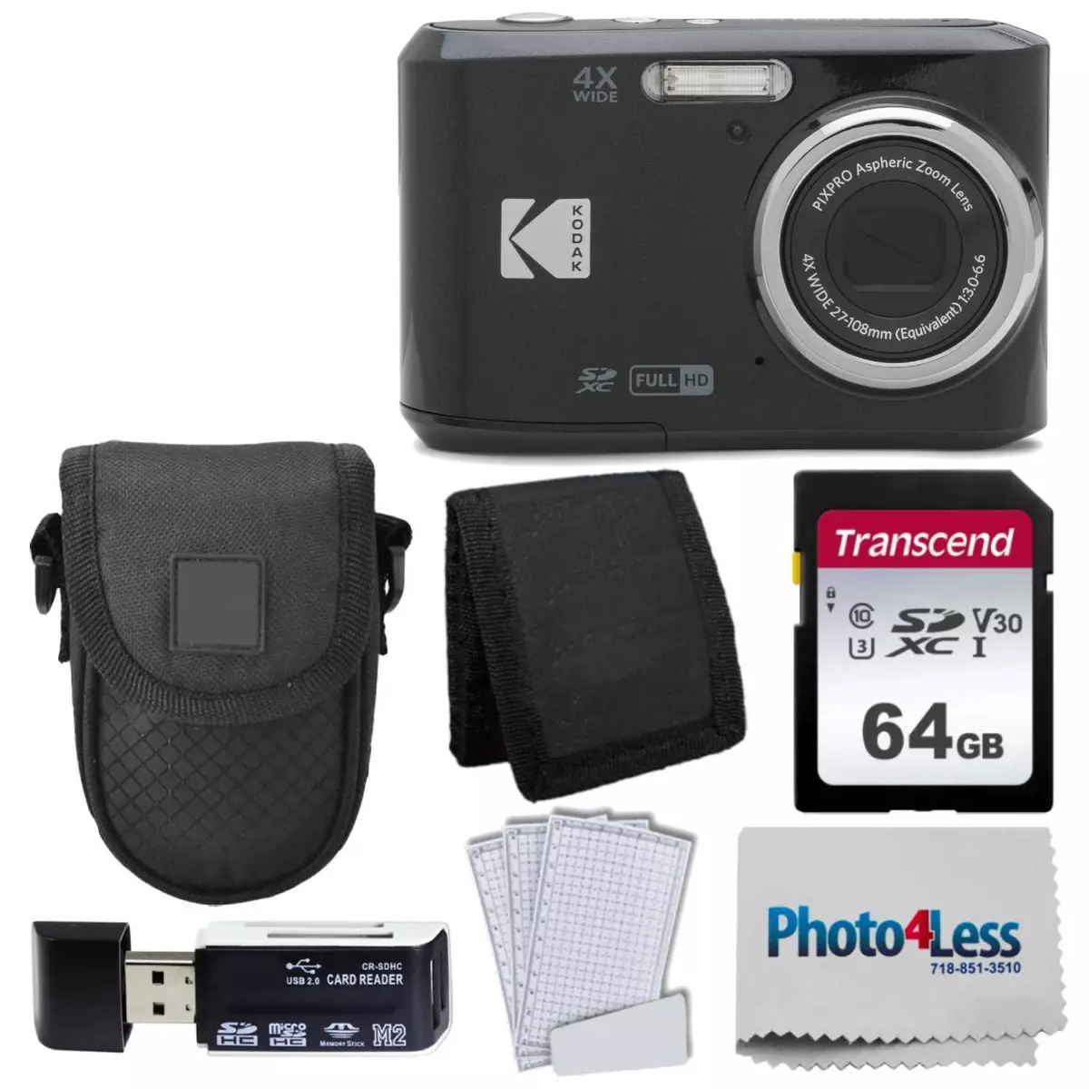 Kodak PIXPRO FZ45 Digital Camera (Black) + Black Point & Shoot