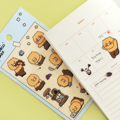 Official Kakao Friends Homebody Cat CHOONSIK Phone Card Transparent Sticker 