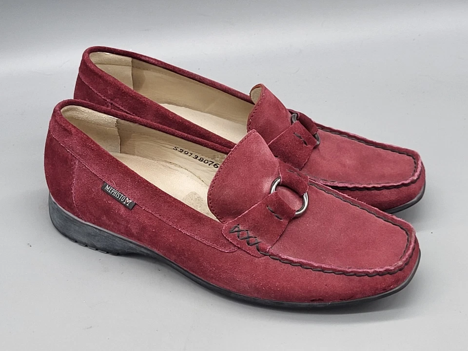 Mephisto Cool Air Burgundy Suede Loafers Sz 7 - Image 3 of 4