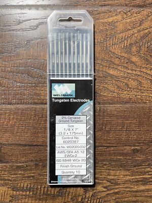 WeldMark 1/8'' X 7'' 2% Ceriated Tungsten Electrode Ground (10 Per Pack) WM47718