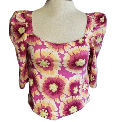 NWT Free People Women's Pink Floral Pop Combo Give Me More Crop Top Sz. M