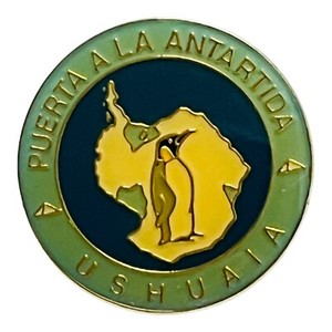 Vintage Ushuaia Argentina Lapel Pin Port to Antarctica Travel Souvenir