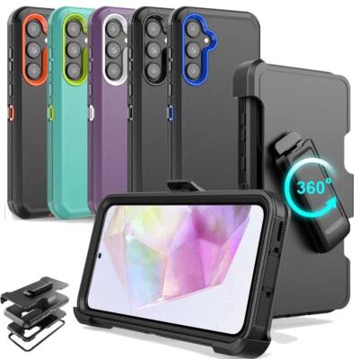 IISMARTCASE For Samsung Galaxy A35 5G Case Hybrid Heavy Duty+Belt Clip Fit Otterbox Defender