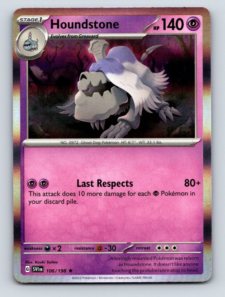 Stage 1 Houndstone HP 140 Last Respects Attack Rarity Purple