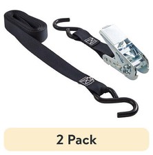 2 Pack 12 Ft X 1 In Black Ratchet Tie-down With Coated S-hooks 2 Pack 12 Ft X 1 In Black Ratchet Tie-down With Coated S-hooks