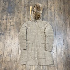Marmot Puffer Coat Vintage Down Feather Y2k Parka Jacket, Beige, Womens Medium