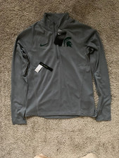 Nike Dri-Fit Womens Michigan State Spartans Gray Green Quarter Zip Size Small