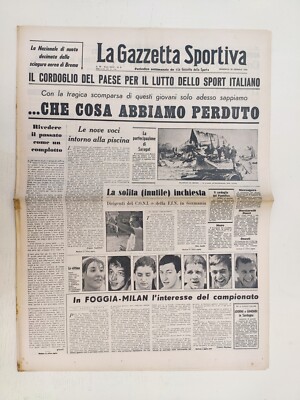 GAZZETTA DELLO SPORT 30 JANUARY 1966 AERIAL TRAGEDY OF BREMA SWIMMING MOURNING ITALY
