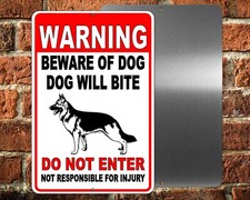 Beware Of German Shepard Dog Will Bite Do Not Enter Metal Sign security SBD036