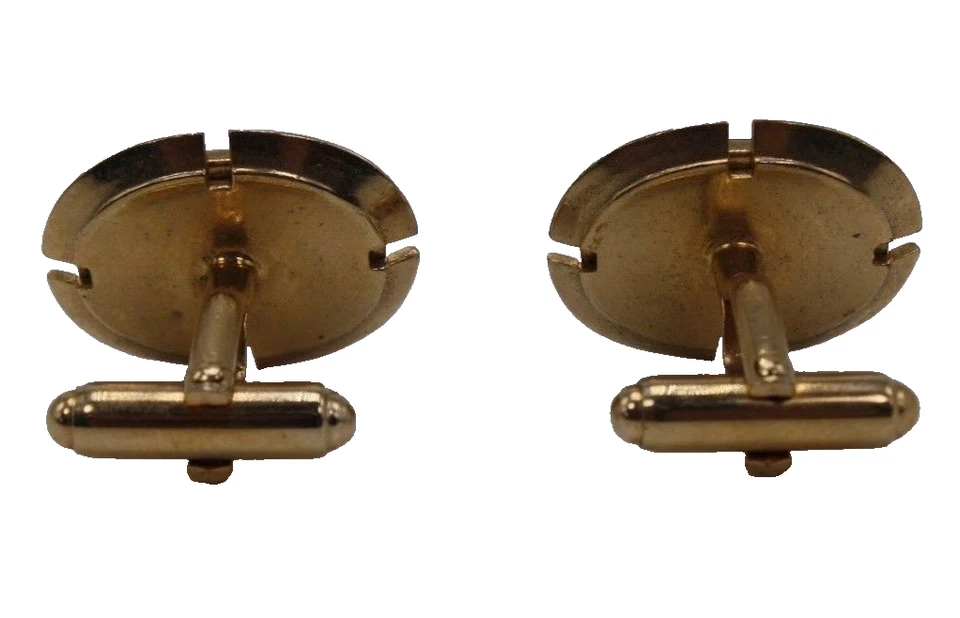 Gemelos ovalados de piedra dorada de calidad italiana Italia de colección tono dorado Foto 4 de 4