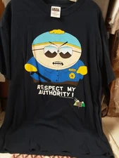 South Park Cartman Police Graphic T-Shirt Navy Blue  XL vintage 90s TV Series 