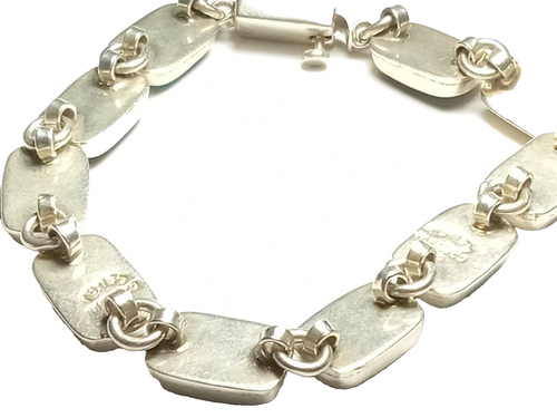 Bracciale in argento sterling con pietre - lungo 8 pollici - .925 - Foto 4 di 4