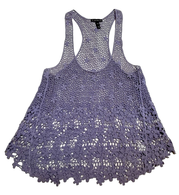 FANG Bohemian Crochet T-Back Top Size Medium