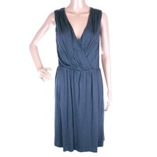 Ann Taylor LOFT Women Dress V-neck Midi Rayon Sleeveless Gray Size M - NWT