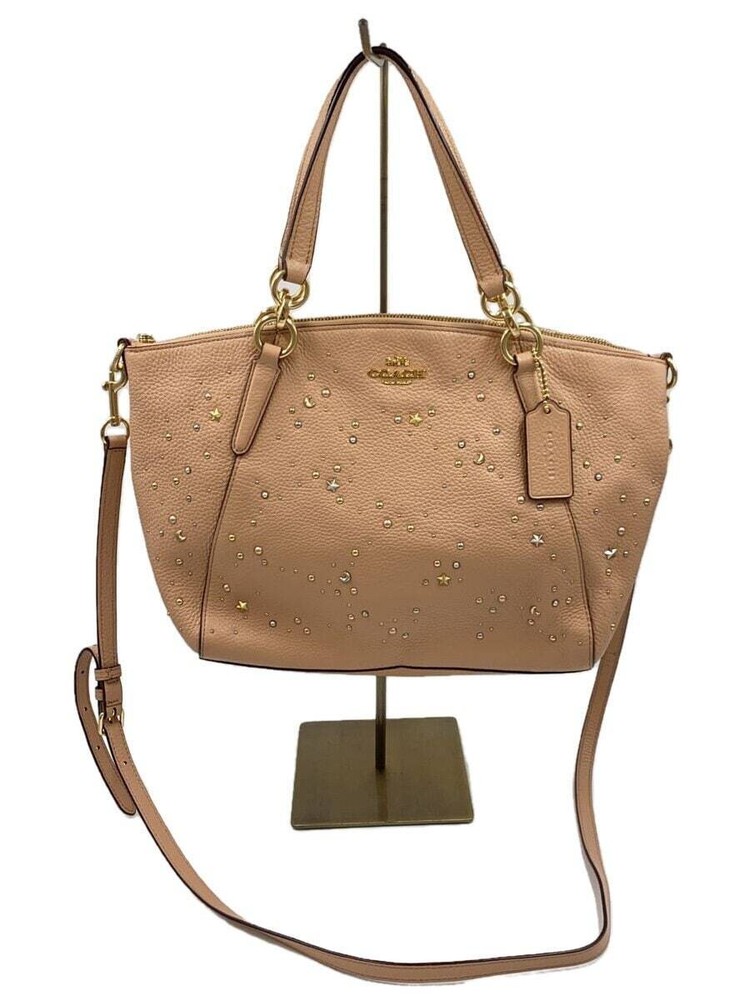COACH Shoulder Bag Leather BEG Solid Color F29597