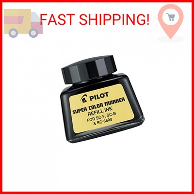 PILOT Super Color Permanent Marker Refill Ink, Black Ink, 1 Ounce Bottle with Dr