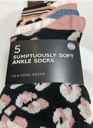 New Ladies Socks 5 Pack EX M&S Animal Print Stripes NEW Womens - Picture 5 of 10