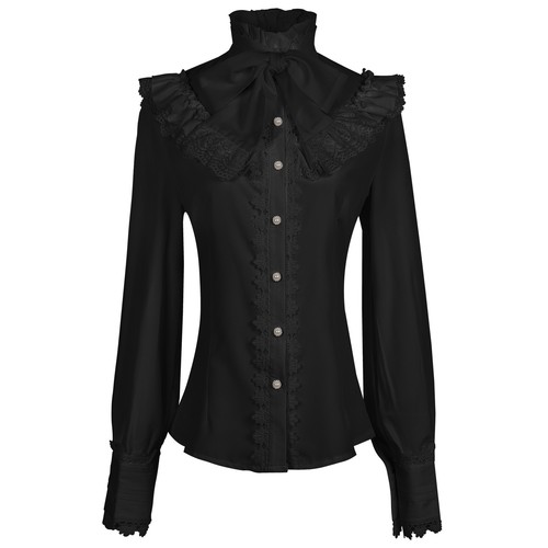 Victorian Women Shirt with Jabot Lady Classic Lolita Blouse Top Shirt Christmas - Picture 35 of 47