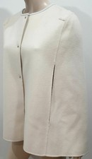 Joseph Cream Wool Angora Round Neck Silver Tone Fastened Cape Jacket F40 Uk12