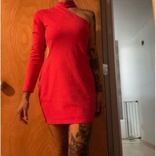 Urban Outfitters One Shoulder Bodycon Mock Neck Mini-dressress Suze Large