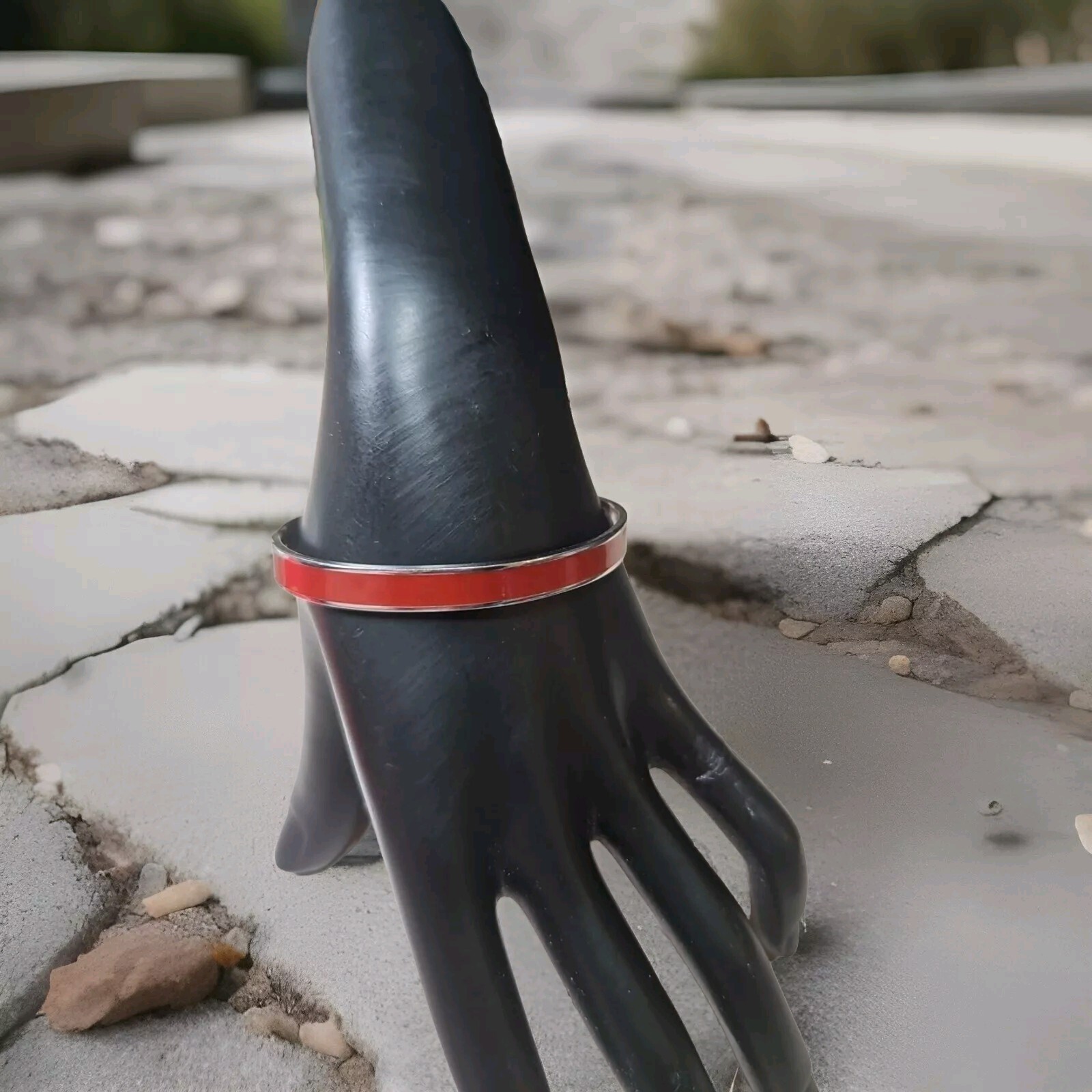 0115. Rustic Cuff Red with silver Tone “LOVE” - image 1